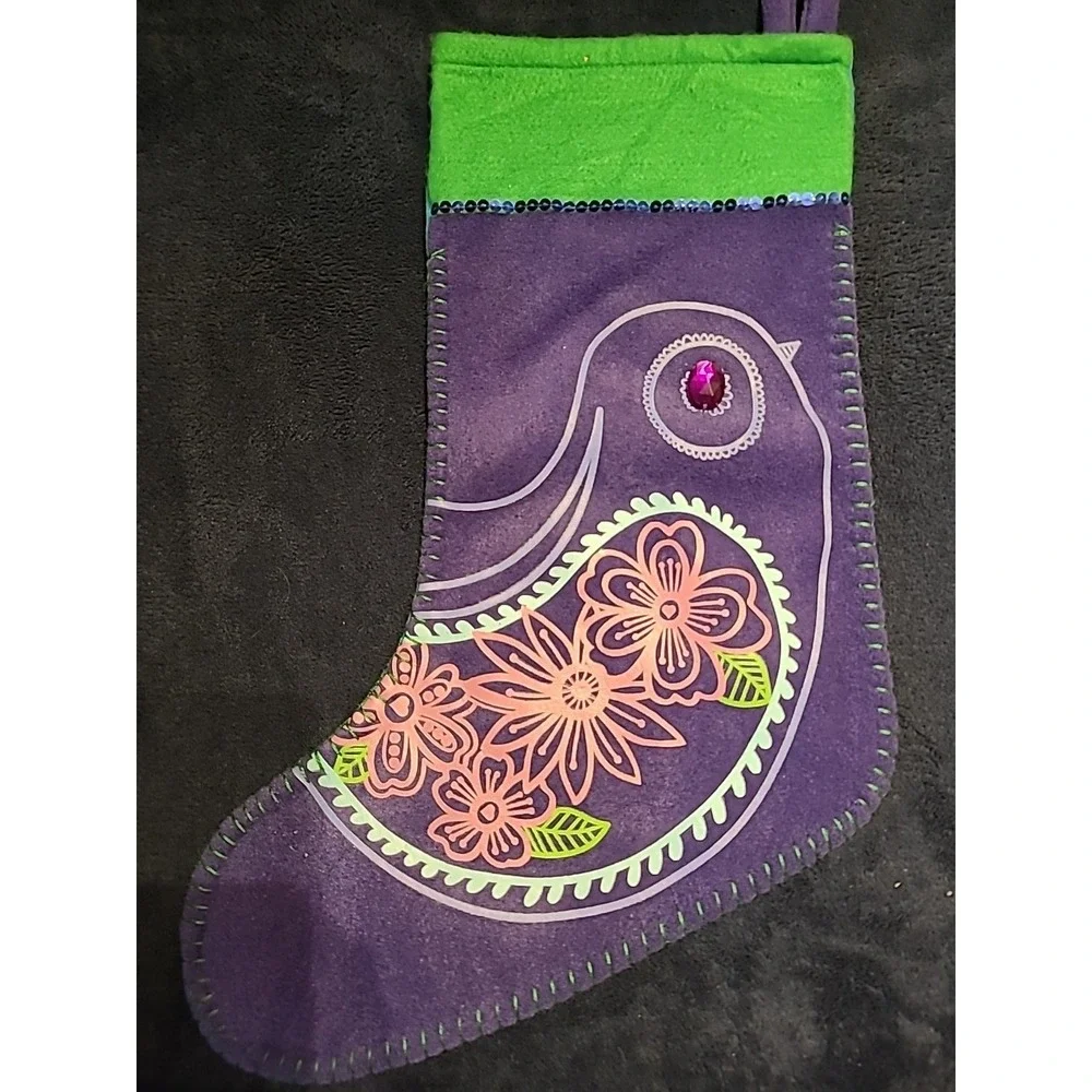Old Navy Multi Colored Paisley Bird Christmas‎ Stockings With Gems